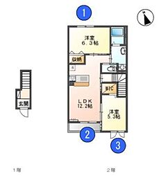 グランシード壱番館 2LDKの間取図画像