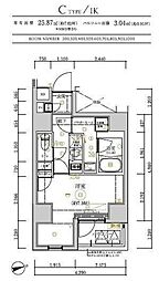 RELUXIA北千住 1Kの間取図画像