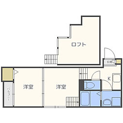 ベルフィールカレン箱崎 2Kの間取図画像