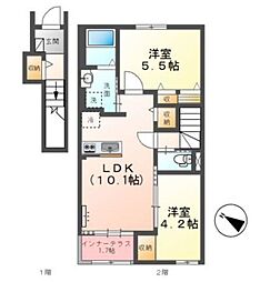 ソラーレ(東松山市松山町 アパートII期新築工事) 2LDKの間取図画像