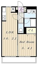 ブランネージュ多摩川 1LDKの間取図画像