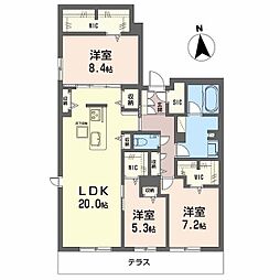 シャーメゾン 阪南 ガーデン 3LDKの間取図画像