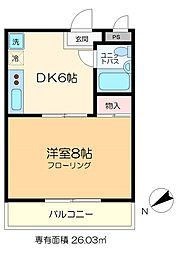 あけぼのS・Sビル 1DKの間取図画像