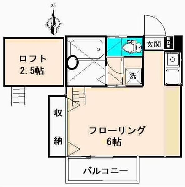 スカイハイツ 202｜東京都世田谷区喜多見８丁目(賃貸アパート1R・2階・16.38㎡)の写真 その2