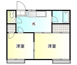 メゾン市野倉A 2Kの間取図画像