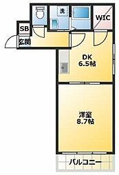 ヴェリテ有賀 3階1DKの間取り