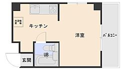 リンドール本八幡 3階1Kの間取り