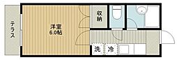 カルデアB 1Kの間取図画像