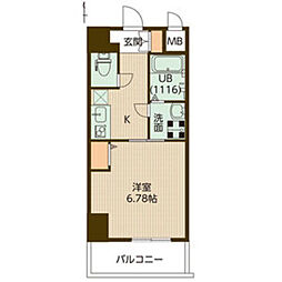 アリビオ立花3 1Kの間取図画像