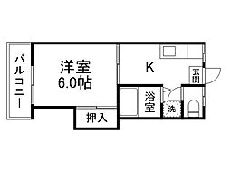 サンハイム片江 1階1Kの間取り