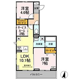 ローレルハイム 2LDKの間取図画像