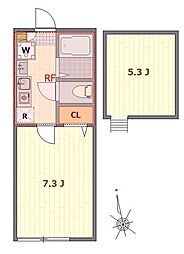 CS国分寺 1Kの間取図画像