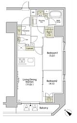 ザ・パークハビオ江古田 2LDKの間取図画像