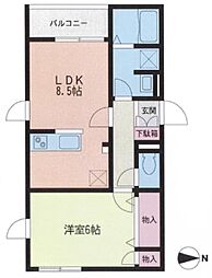 フィオーレ 3階1LDKの間取り