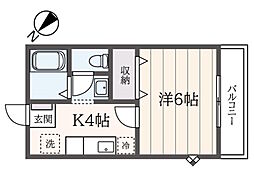 ラ・プレスA 1Kの間取図画像