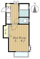 エスポワールAWA 1階1Kの間取り