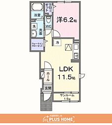 ウエスタン ヴィレッジII 1LDKの間取図画像