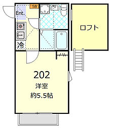 アビターレ杉田 2階1Kの間取り