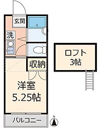 ヘリオスパート1 1Kの間取図画像