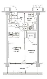 ヒューリックレジデンス新宿戸山 1LDKの間取図画像