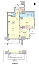 RJRプレシア千鳥 9階2LDKの間取り