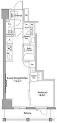 ザ・パークハビオ日本橋箱崎町 1LDKの間取図画像