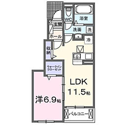 サンプラザ中ノ嶋 1LDKの間取図画像