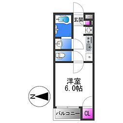 モダンアパートメント平野本町 1Kの間取図画像