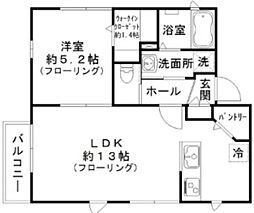 ブリランテ千鳥町 1階1LDKの間取り