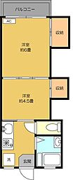 メゾン川口朝日1 2Kの間取図画像
