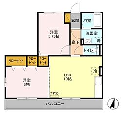 アルタイル 2LDKの間取図画像