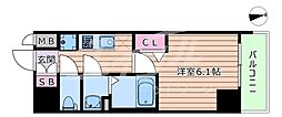 プレサンス天満橋ヴェルエラ 1Kの間取図画像