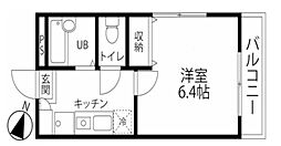 リリックコート中根ヒルズ 1階1Kの間取り