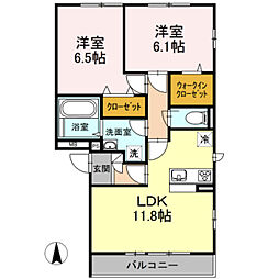 プランドールA 2LDKの間取図画像