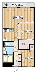 ペアシティ壱番館 2LDKの間取図画像