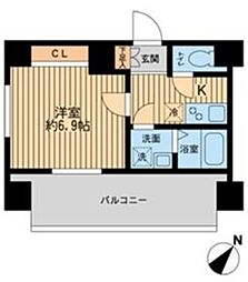 Primal Machida 13階1Kの間取り
