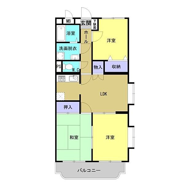 サン丸山 201｜京都府舞鶴市丸山中町(賃貸マンション3LDK・2階・62.27㎡)の写真 その2