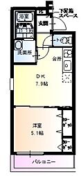 フジパレス東花園 1DKの間取図画像