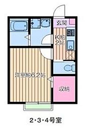 カーサ・ピアシタ 1Kの間取図画像
