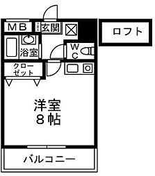 アーバンクルーザー高砂 ワンルームの間取図画像
