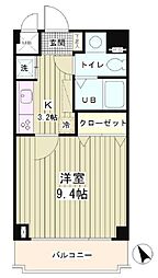ラフィネ築地 2階1Kの間取り