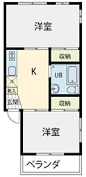 目白ローヤルコーポ 2DKの間取図画像