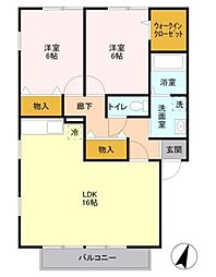サンモール・ソシア1 1階2LDKの間取り