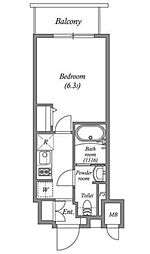 オーパスホームズ南行徳 12階1Kの間取り