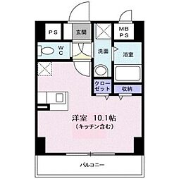 メゾンドレイ ワンルームの間取図画像
