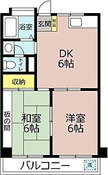 堀米ハイツ 2DKの間取図画像