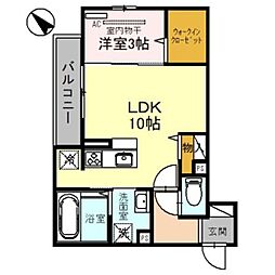 レジデンスマルニ 2階1LDKの間取り