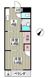 宮根第2コーポ 2Kの間取図画像