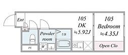 IGREC SHINAGAWA 1DKの間取図画像