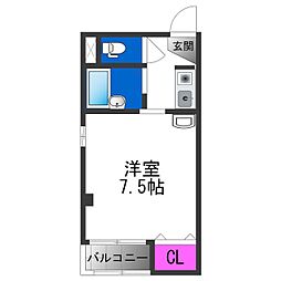 ロイヤルハイム 1Kの間取図画像